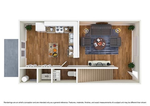 Floor plan for 2 beds, 1.5 baths, 1200 sqft